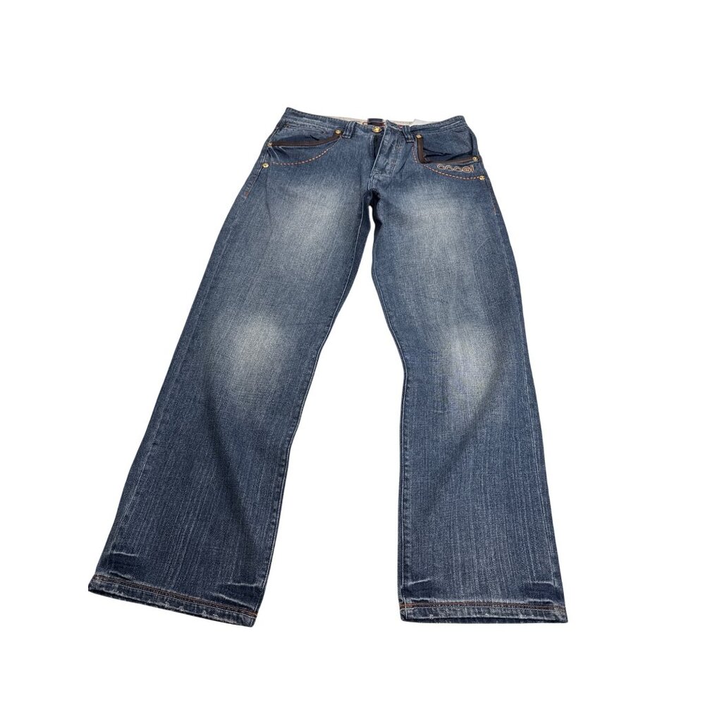Coogi Mens Y2K Blue Denim Jeans 34L 34W SKU 7602